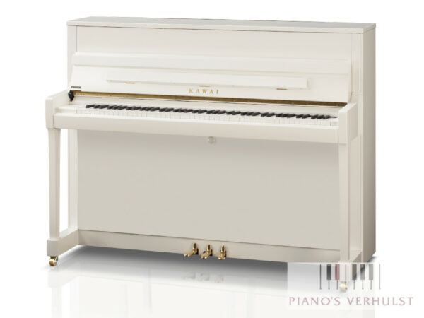 Kawai K-200 - akoestische piano wit hoogglans messing