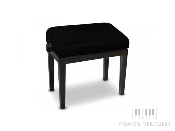 Ergonomische pianobank 105 T Ergo Discacciati zwart hoogglans met stoffen zitting